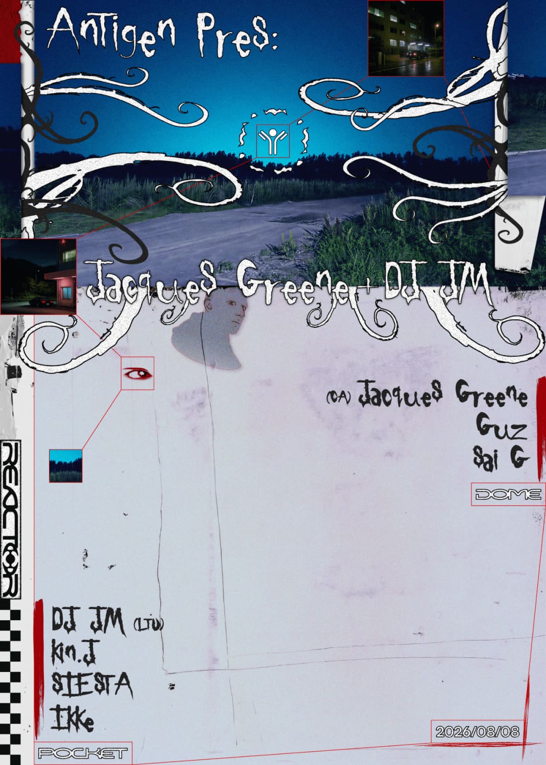 Antigen: Jacques Greene vs DJ JM event poster or Shanghai Rave Index preview