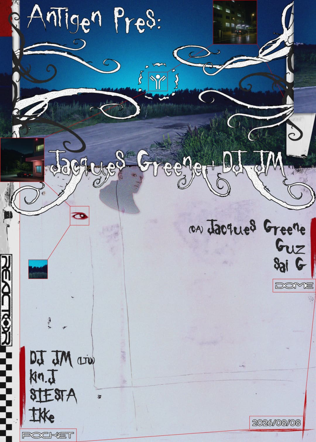 Antigen: Jacques Greene vs DJ JM event poster or Shanghai Rave Index preview