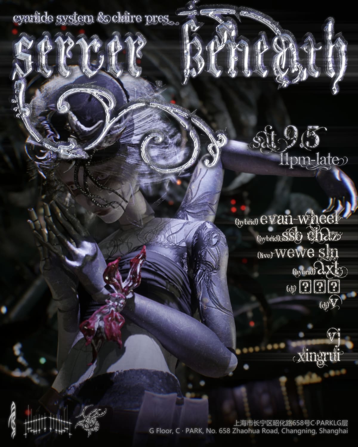 Cyanide System & Claire pres. Server Beneath event poster or Shanghai Rave Index preview