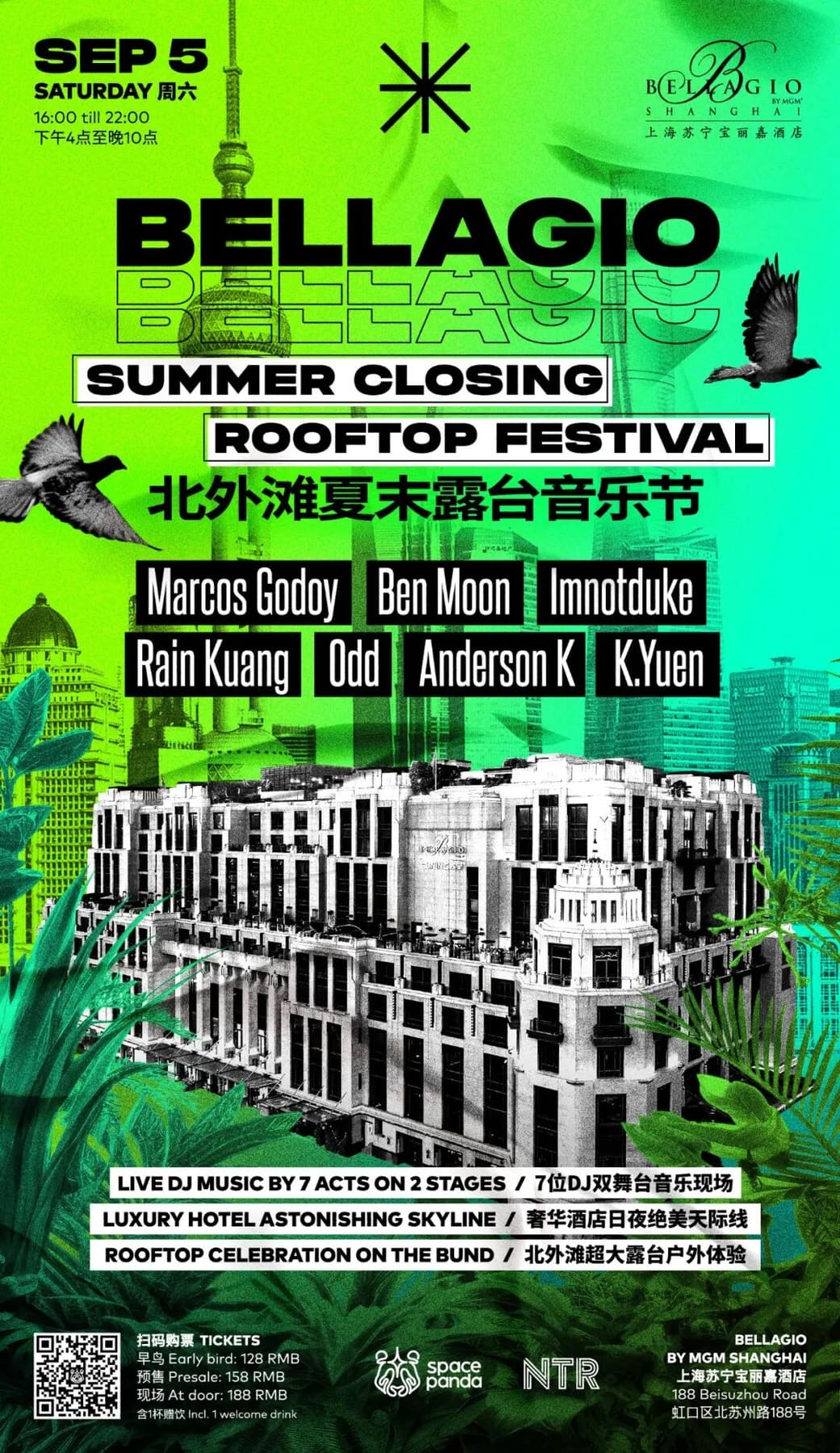 Bellagio Summer Closing 2-Stage Rooftop Festival event poster or Shanghai Rave Index preview