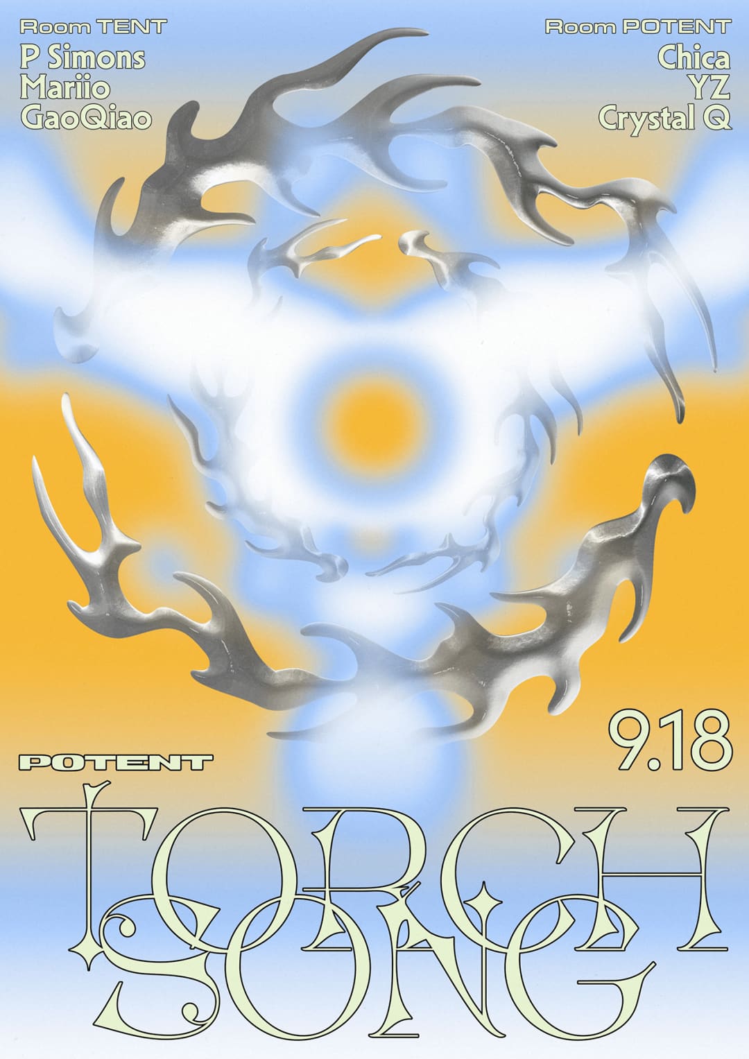 Torch Song: P Simons, Mariio & GaoQiao event poster or Shanghai Rave Index preview