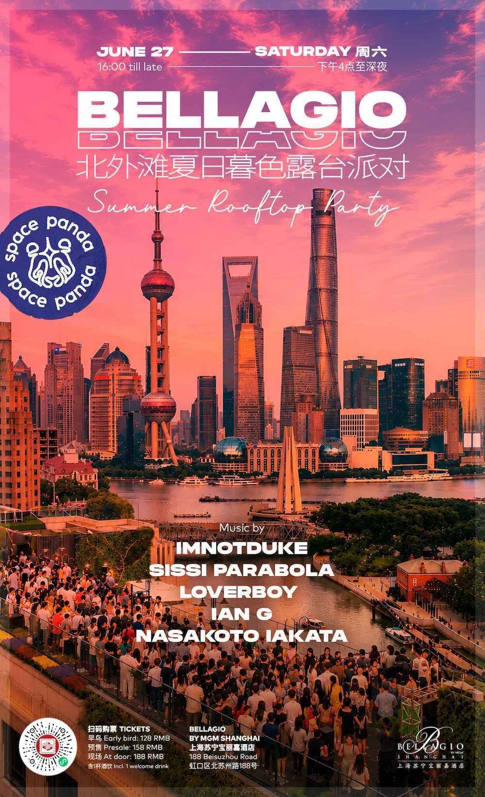 Space Panda Presents: Bellagio Summer Rooftop Party event poster or Shanghai Rave Index preview