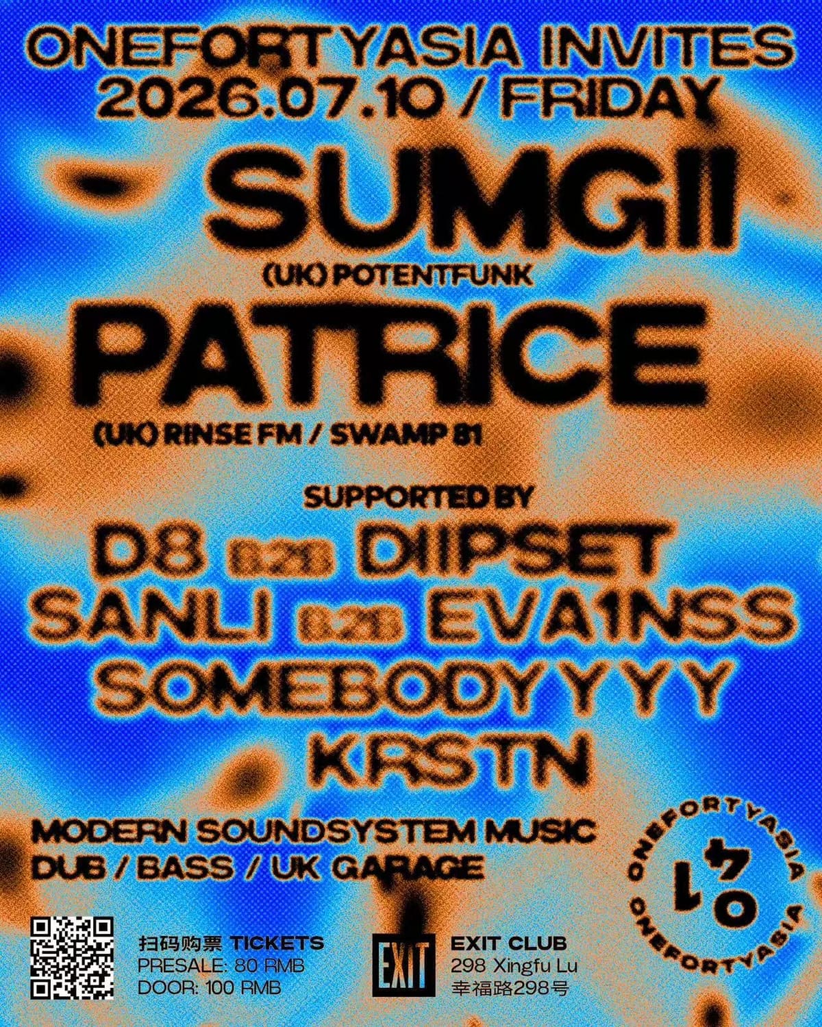 ONEFORTYASIA Pres. SUMGII (UK) & PATRICE (UK) event poster or Shanghai Rave Index preview