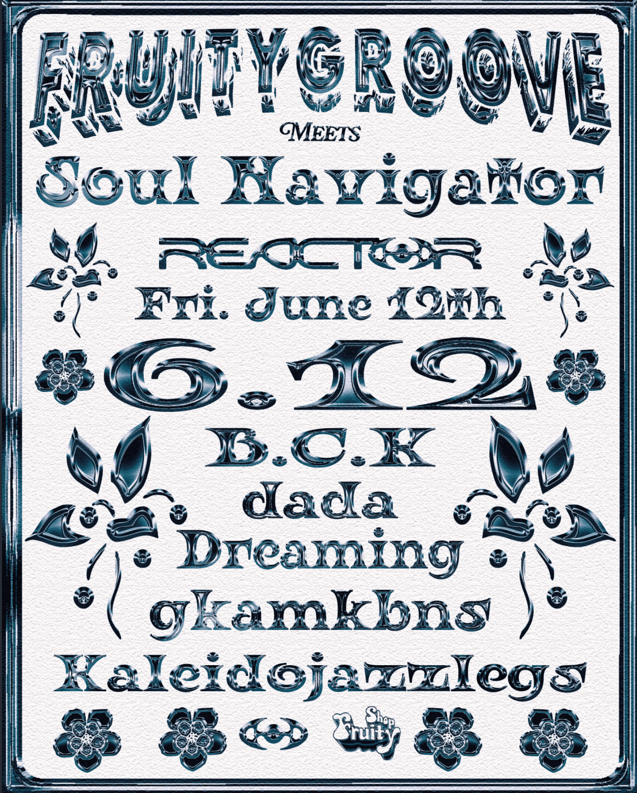 FRUITYGROOVE Meets Soul Navigator event poster or Shanghai Rave Index preview