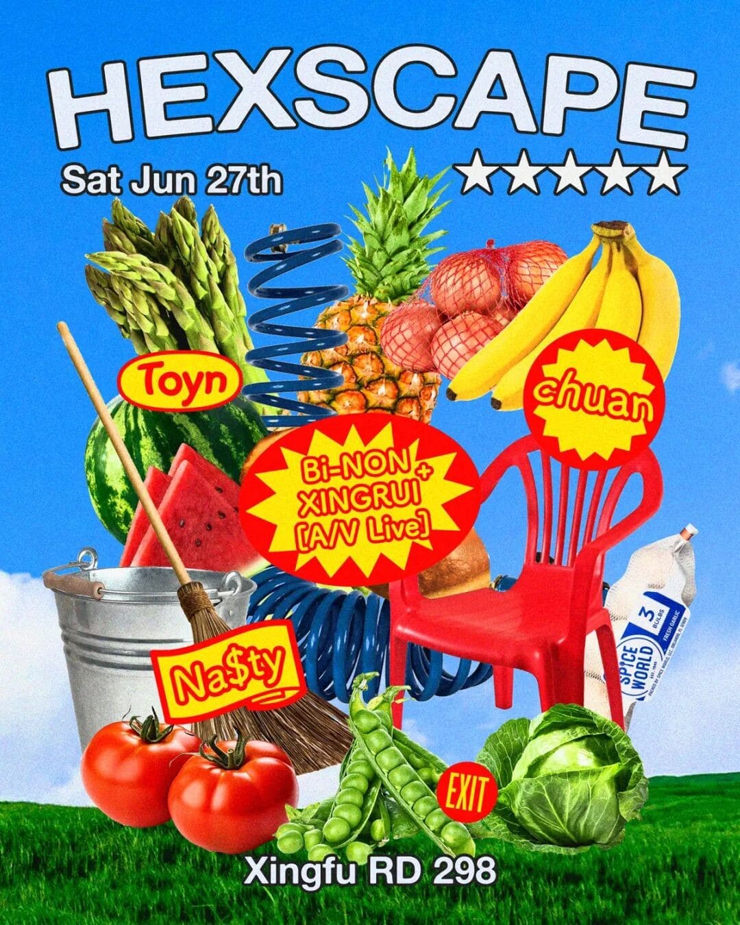 Hexscape pres. Bi-NON & Xingrui A/V Live (Bass, Post-Club, Hyperpop) event poster or Shanghai Rave Index preview