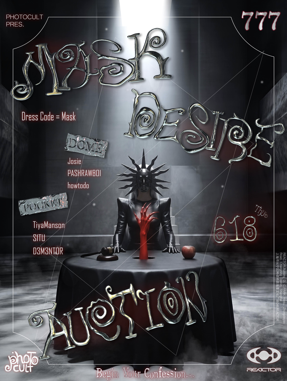 PHOTOCULT Pres. Mask. Desire. Auction event poster or Shanghai Rave Index preview