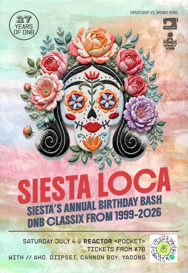 Siesta Loca (Drum & Bass) event poster or Shanghai Rave Index preview
