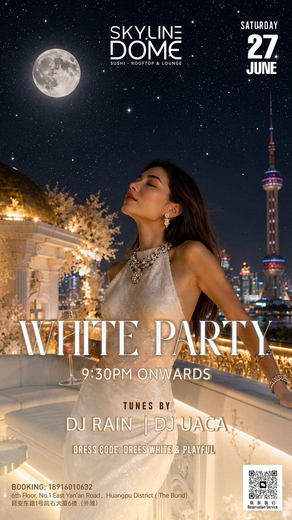 White Party | Shanghai's All-White Rooftop Party event poster or Shanghai Rave Index preview